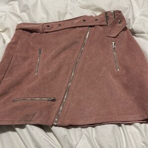 Pink Fashion Nova mini skirt with belt, faux suede Size S